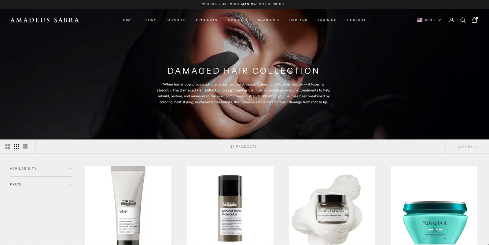 Page principale des produits