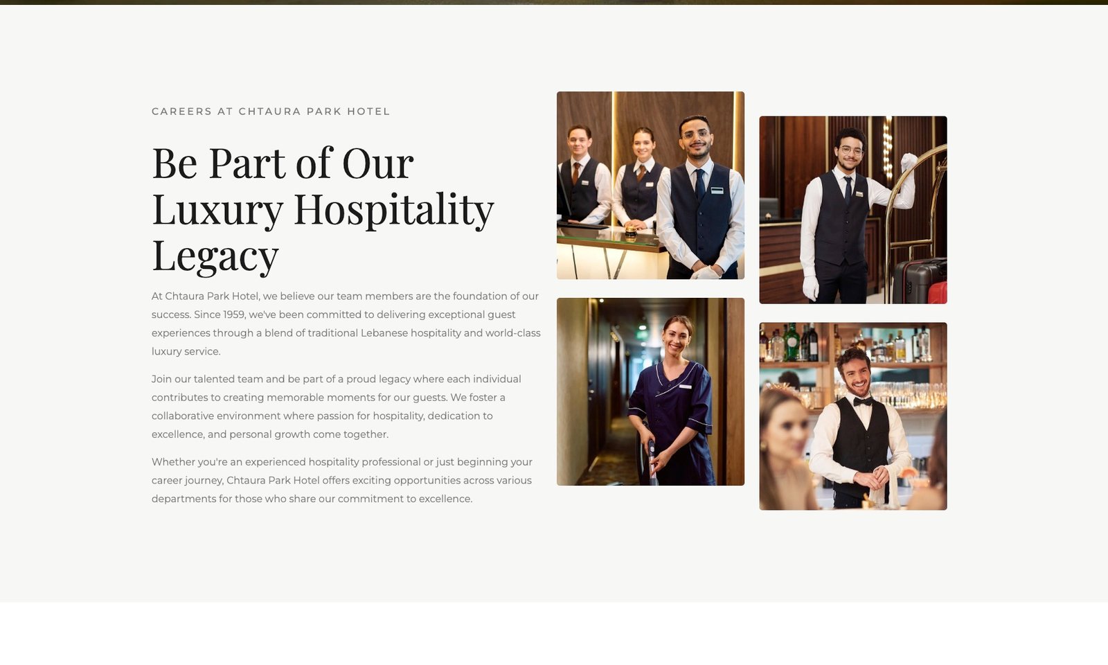 Page carrières avec équipe