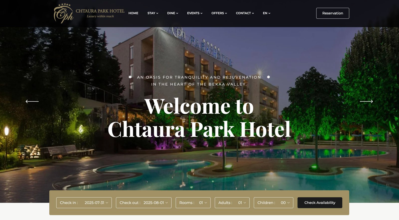 Page d'accueil Chtaura Park Hotel