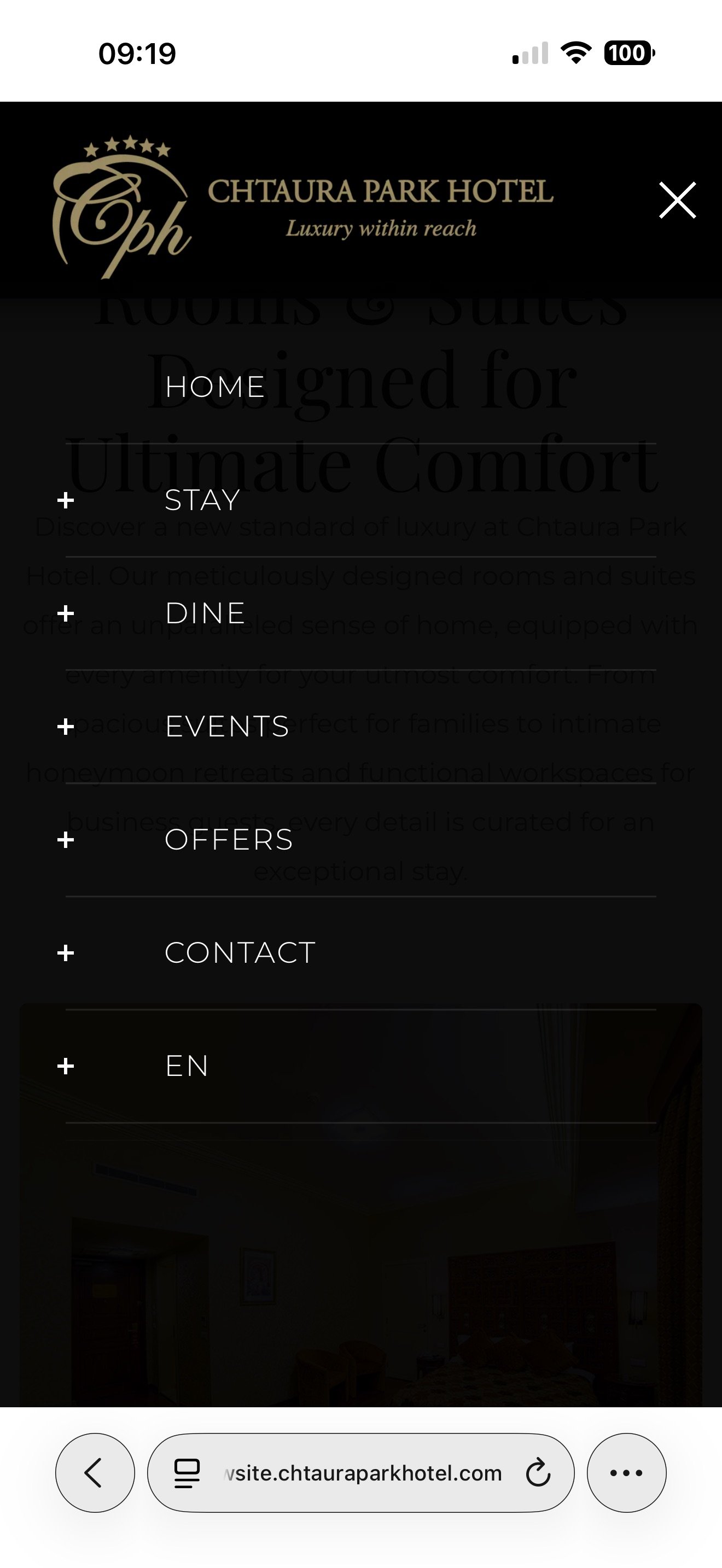 Menu du site sur mobile
