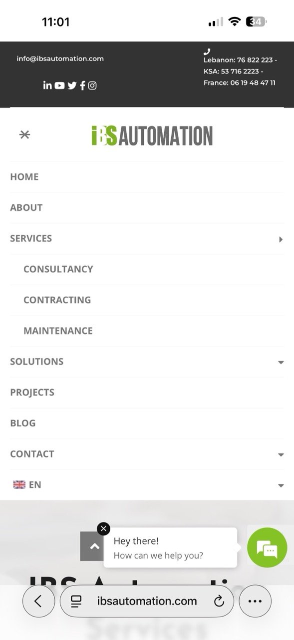 Menu de navigation mobile