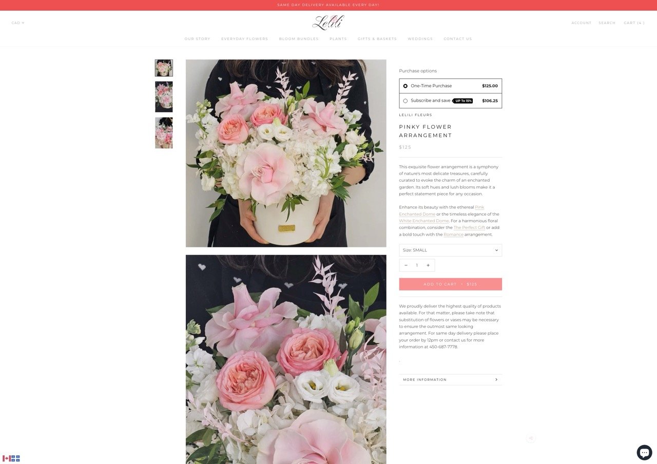 Page produit sur desktop