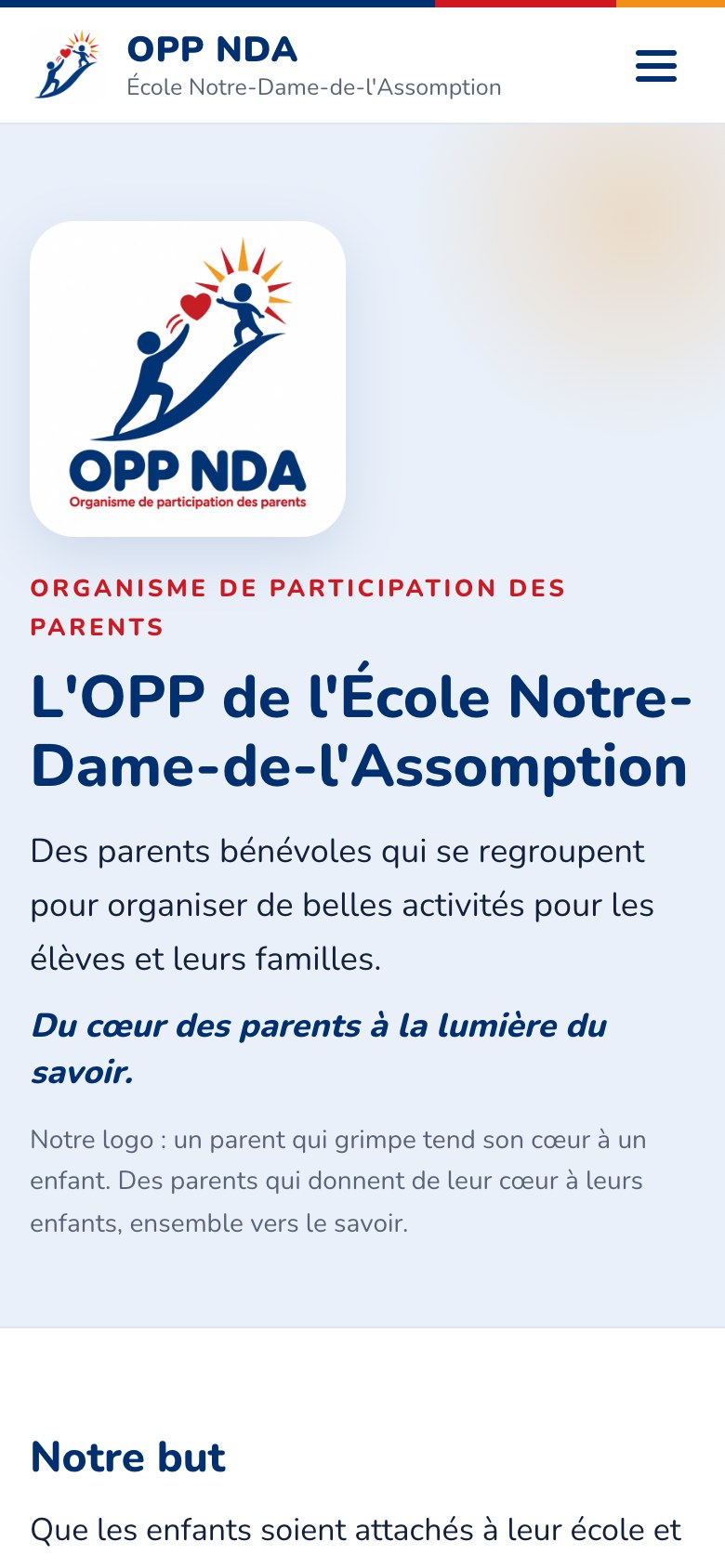 La page de l'OPP sur téléphone