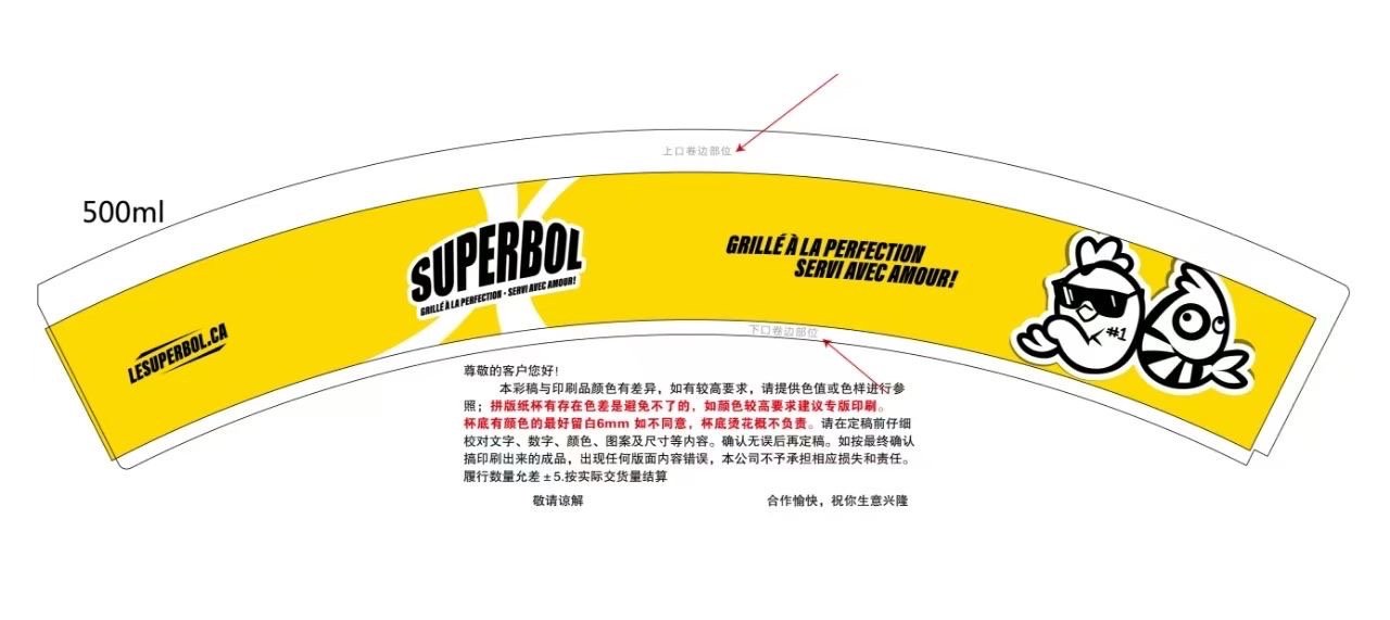 Dessin à plat du manchon de bol