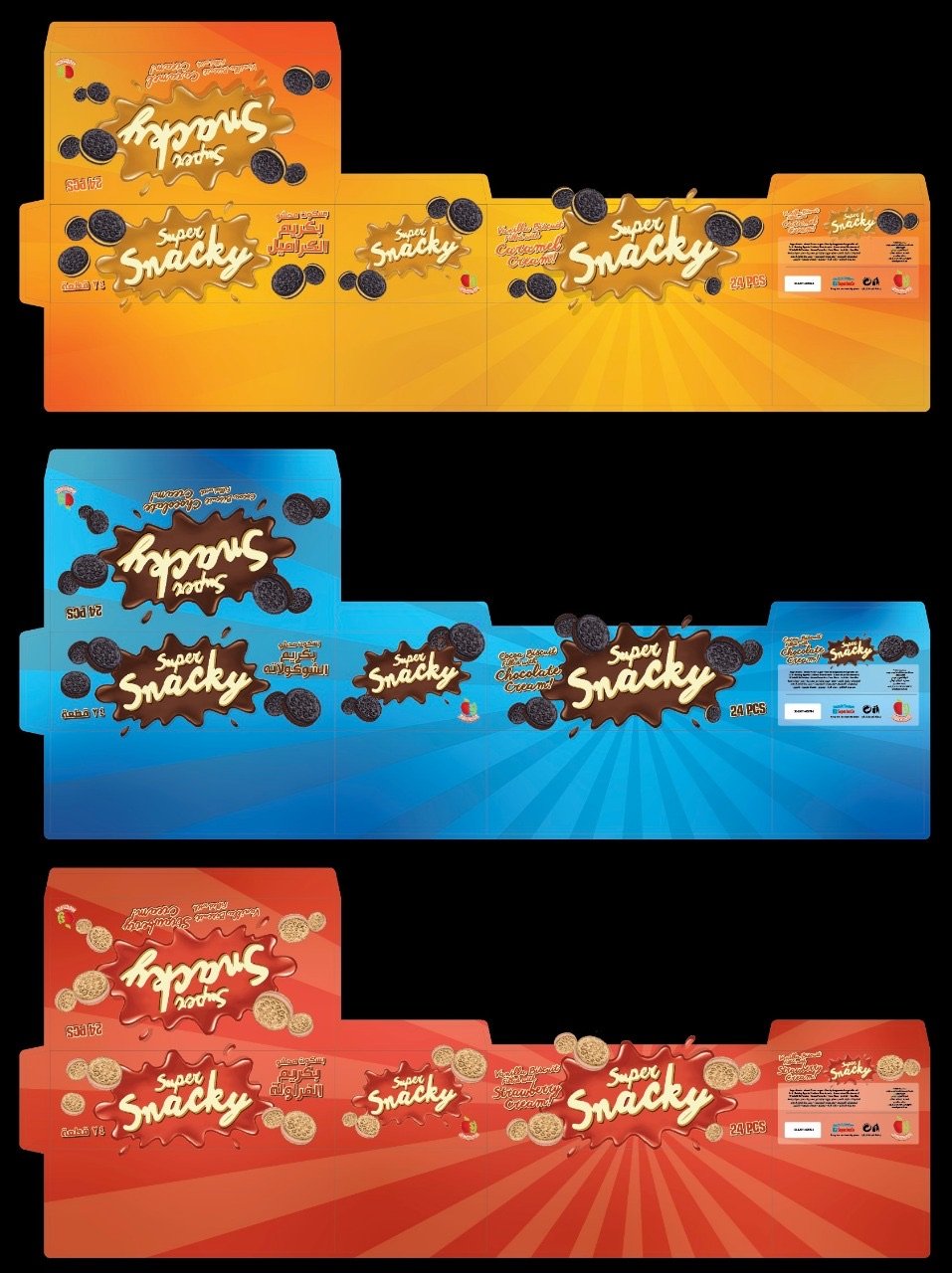 Dessin à plat d'un emballage de collation