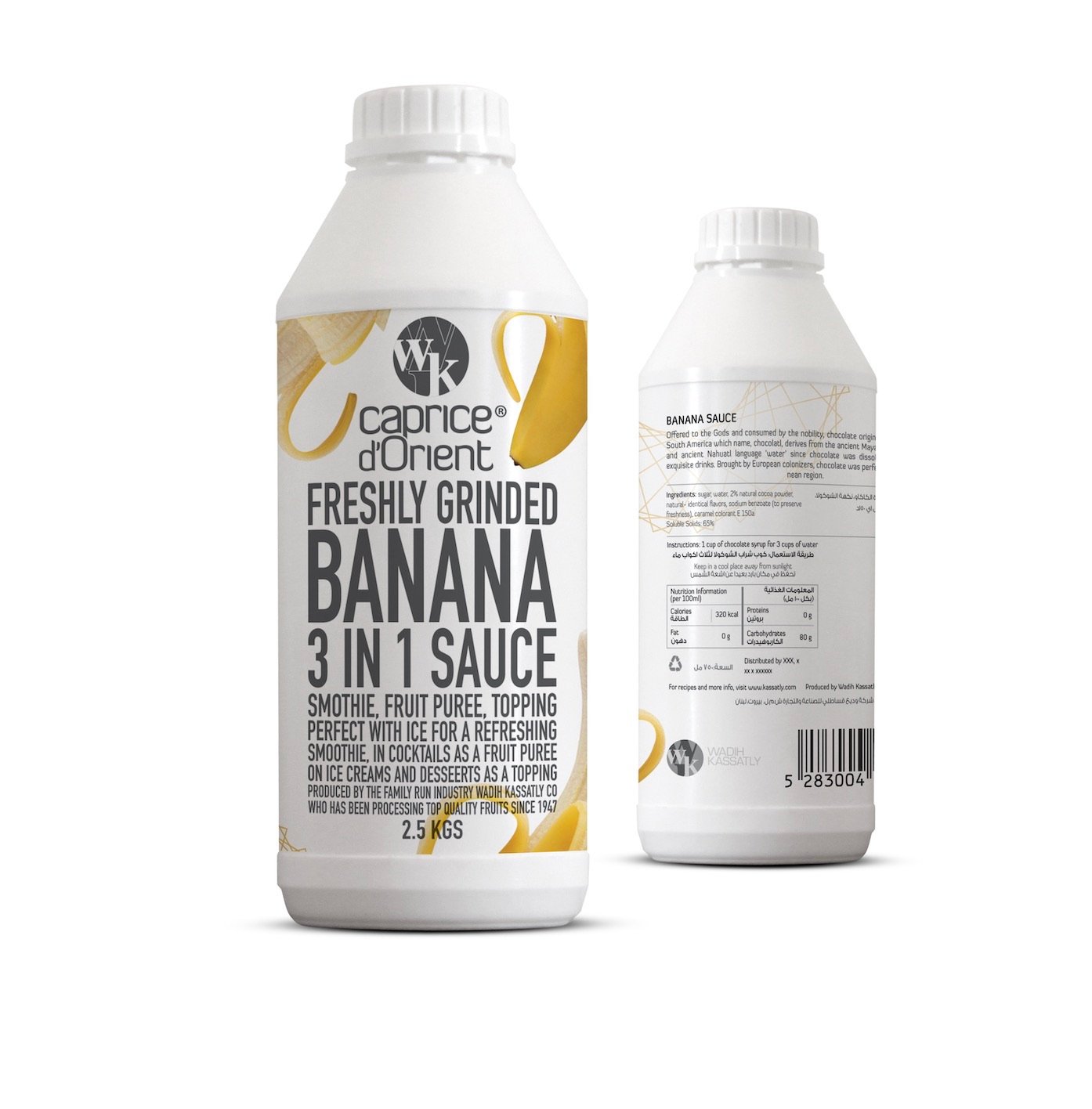 Design de bouteille et d'étiquette pour sauce à la banane