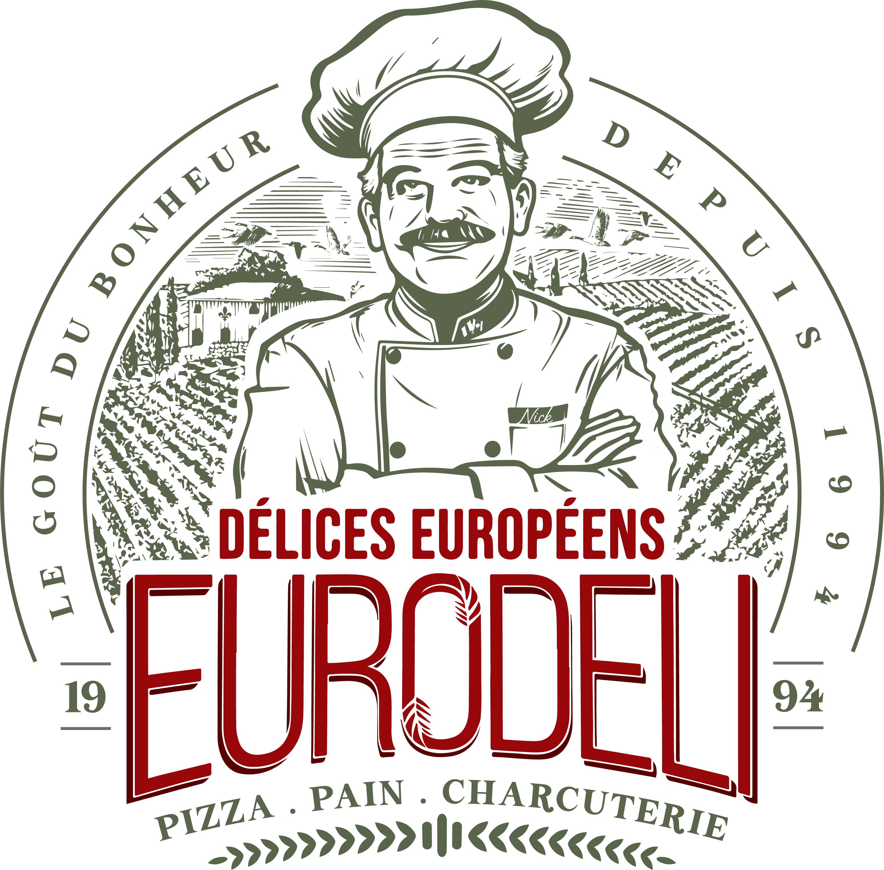 The final full-color emblem for Euro Deli