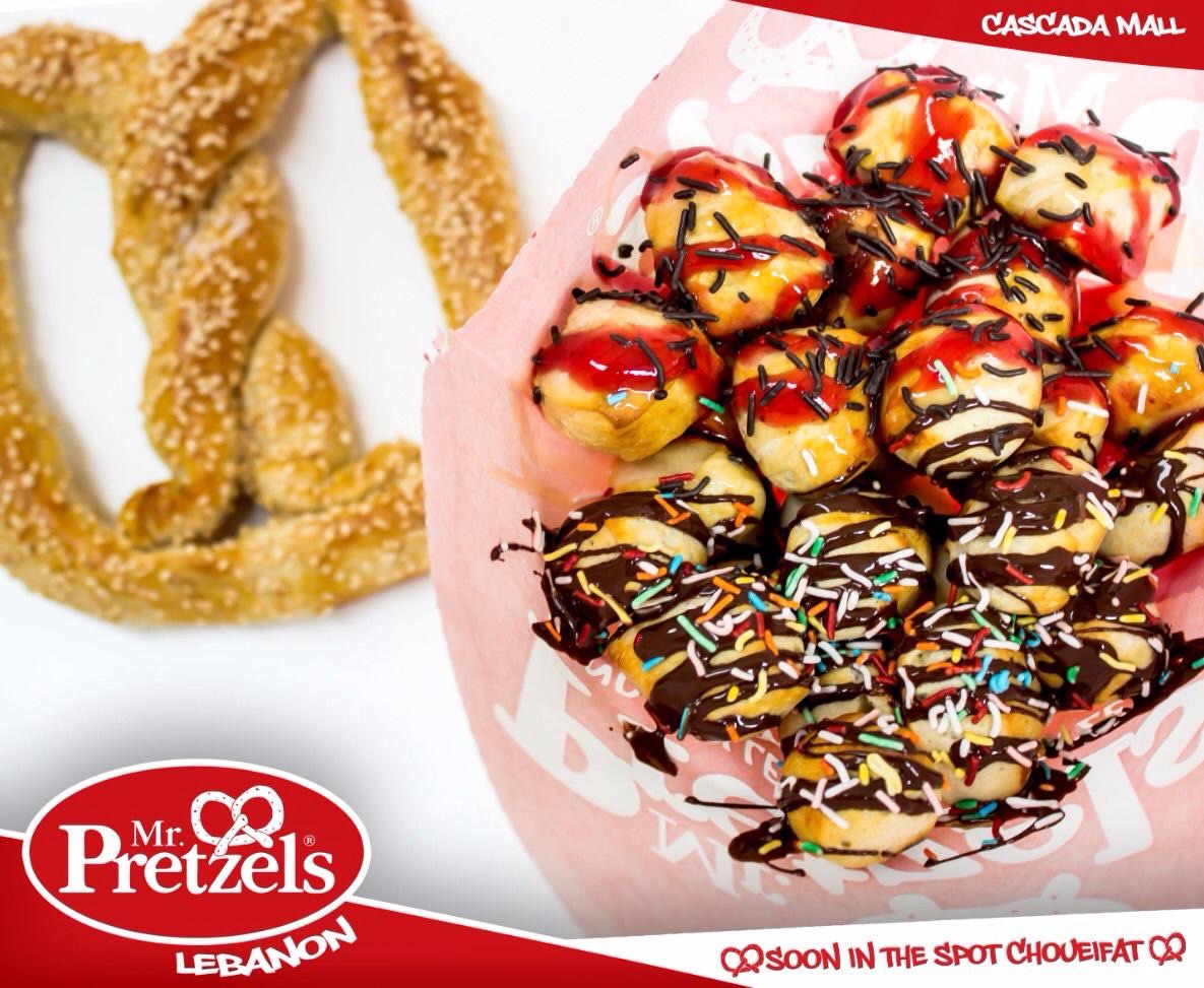 Pretzel bites with toppings.