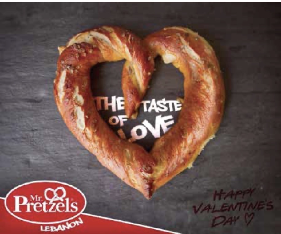 A heart-shaped pretzel.