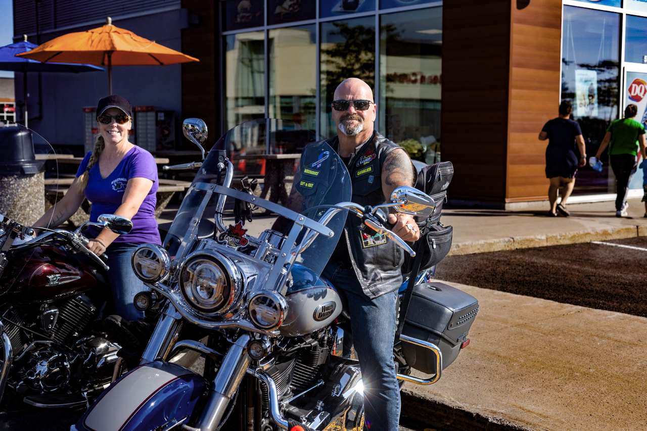 A row of Harley Davidson motorcycles.