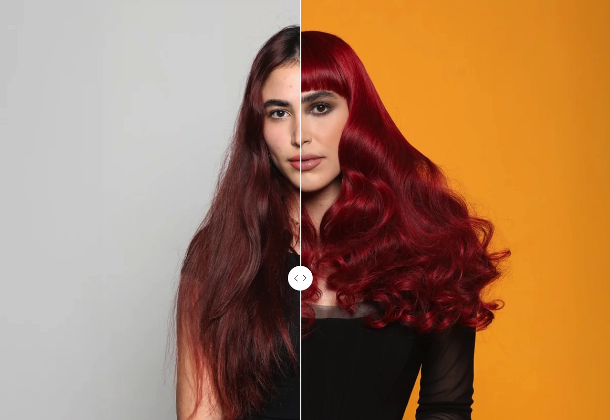 A before-and-after hair transformation showcase.