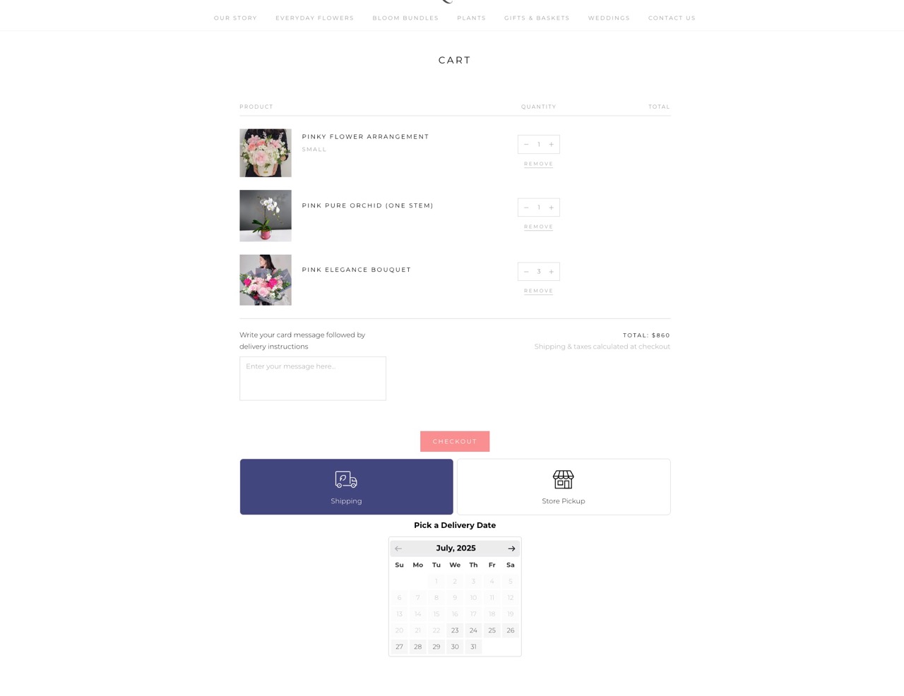 The e-commerce shopping cart on desktop.