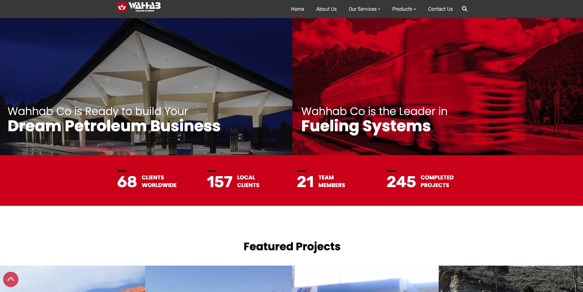 The company's core services and statistics.