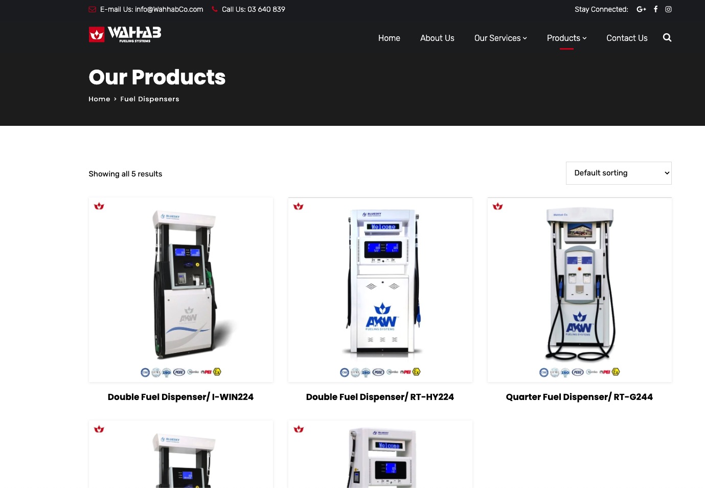 The product catalog page.